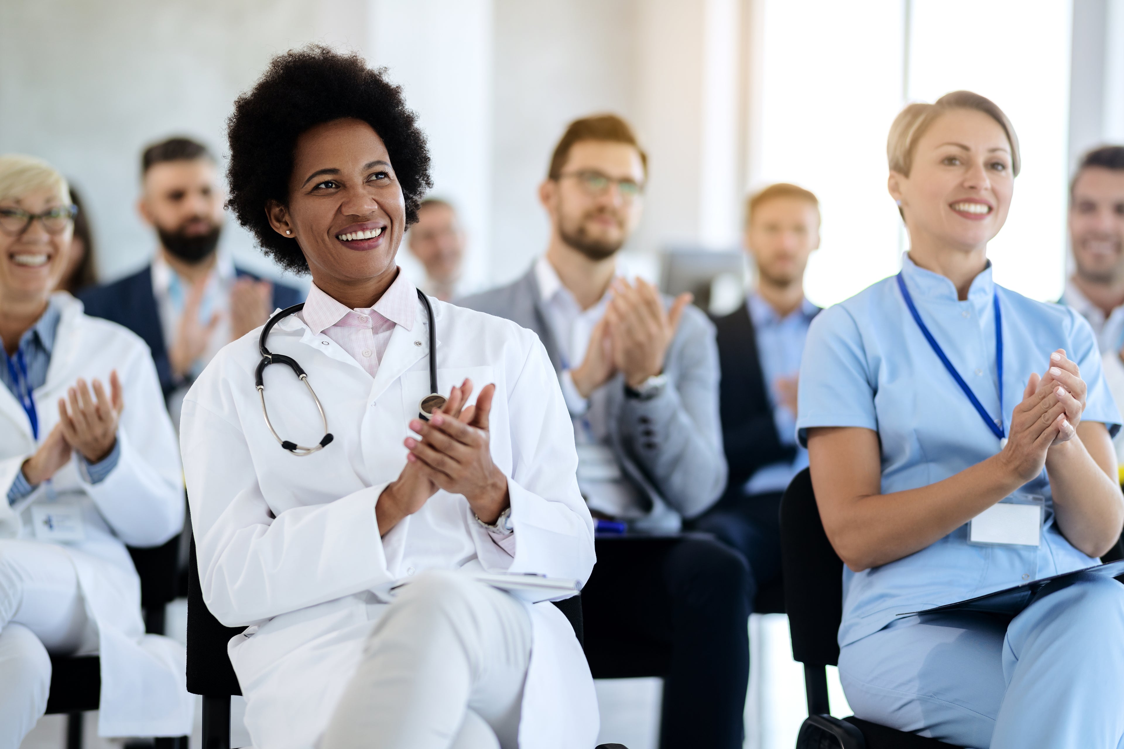 Doctors celebrating successful clinical trial